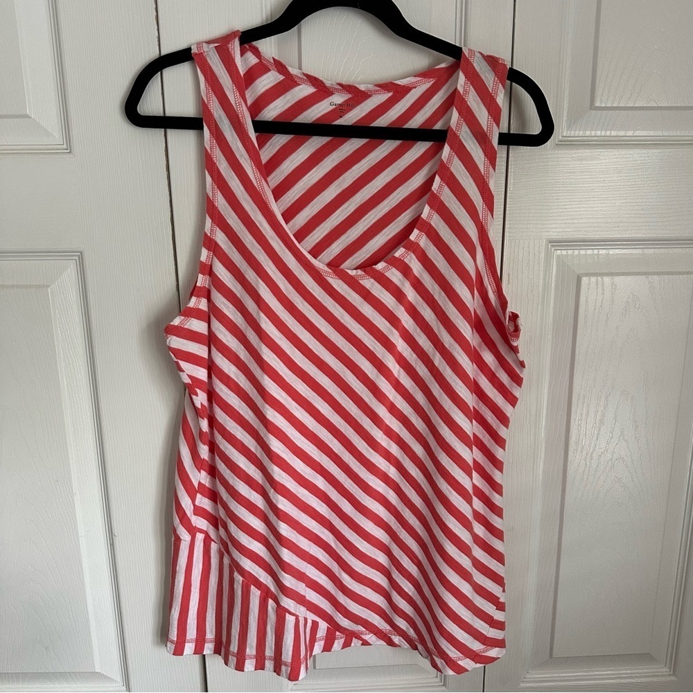 Garnet Hill Striped Cotton Womens XL Tunic Top Sleeveless Beach Vacation Summer